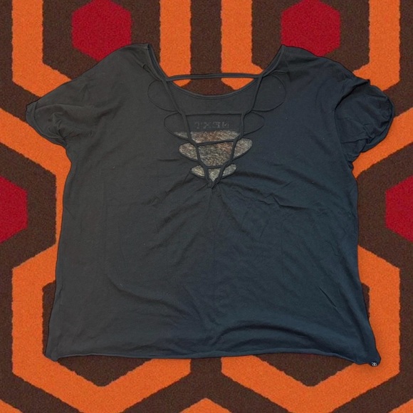 Insight @ PacSun Tribal Print Distressed Open Back Crop Top - Picture 3 of 5